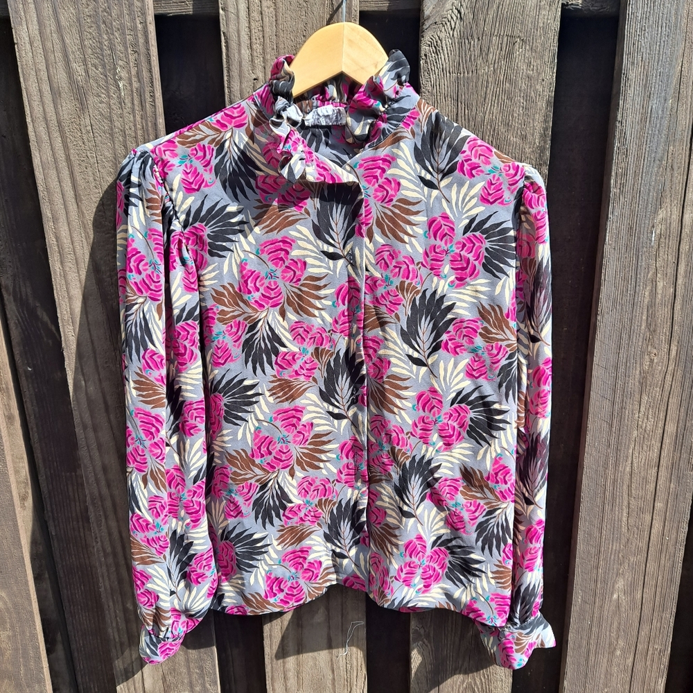 VTG Anne Klein Floral Button Up